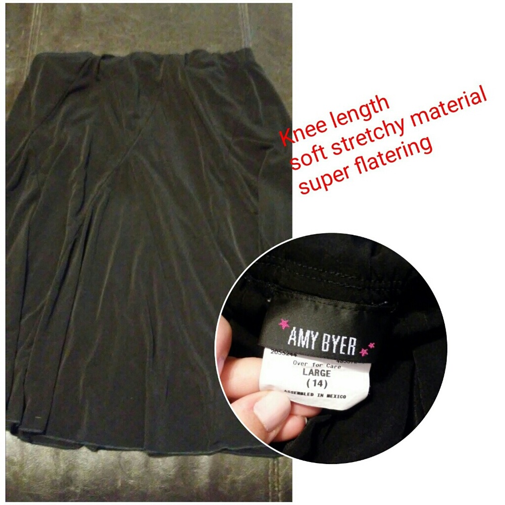 Knit stretchy knee length skirt.